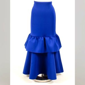 Blue Double Ruffle Mermaid Style Skirt